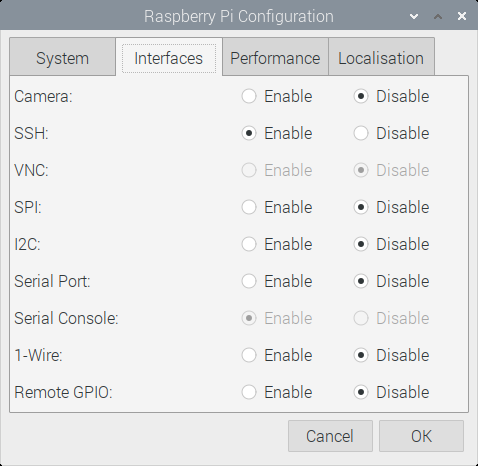 Pi Config GUI screen 2